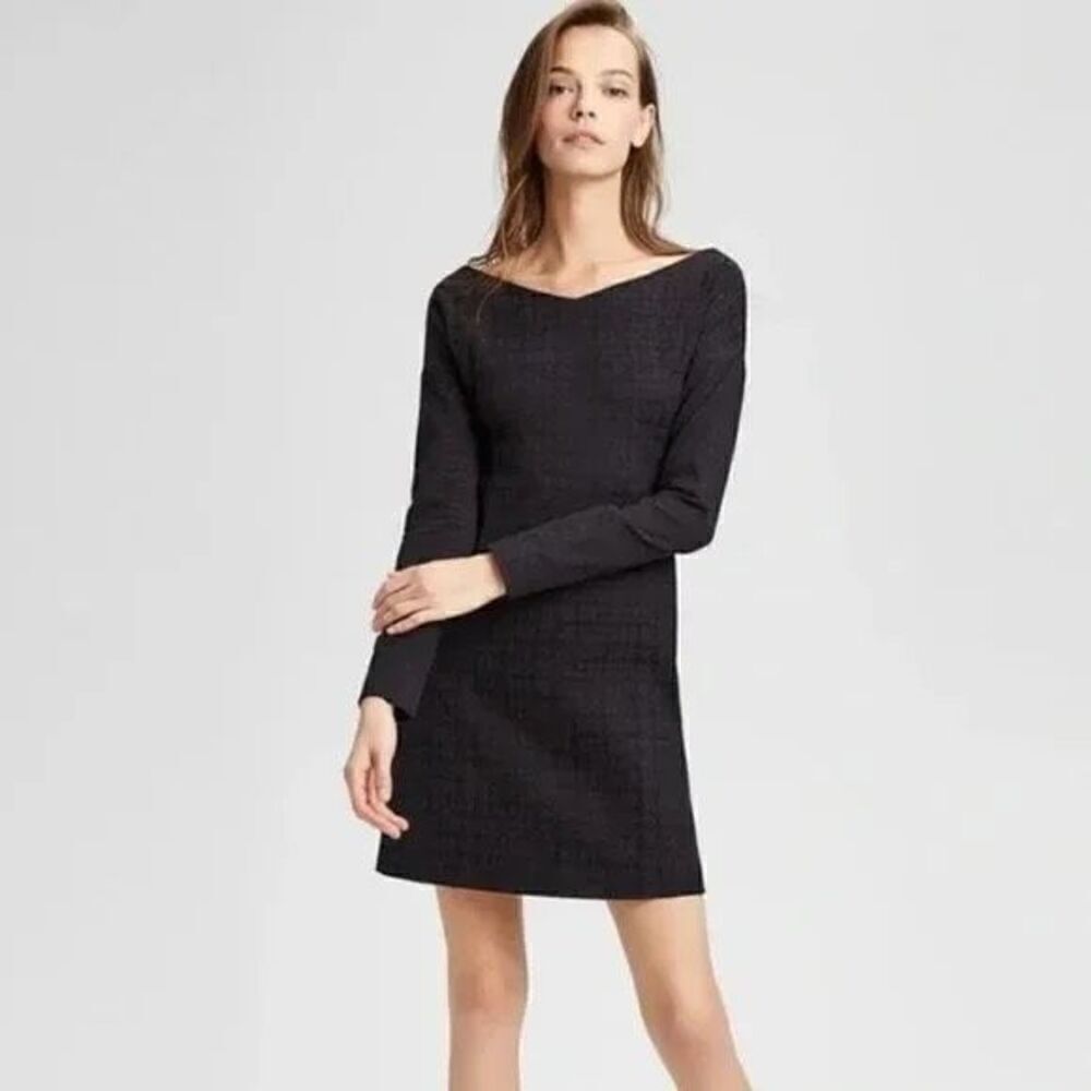 Theory Body Con Houndstooth Jacquard Plaid Sheath Dress Dark Currant small NEW